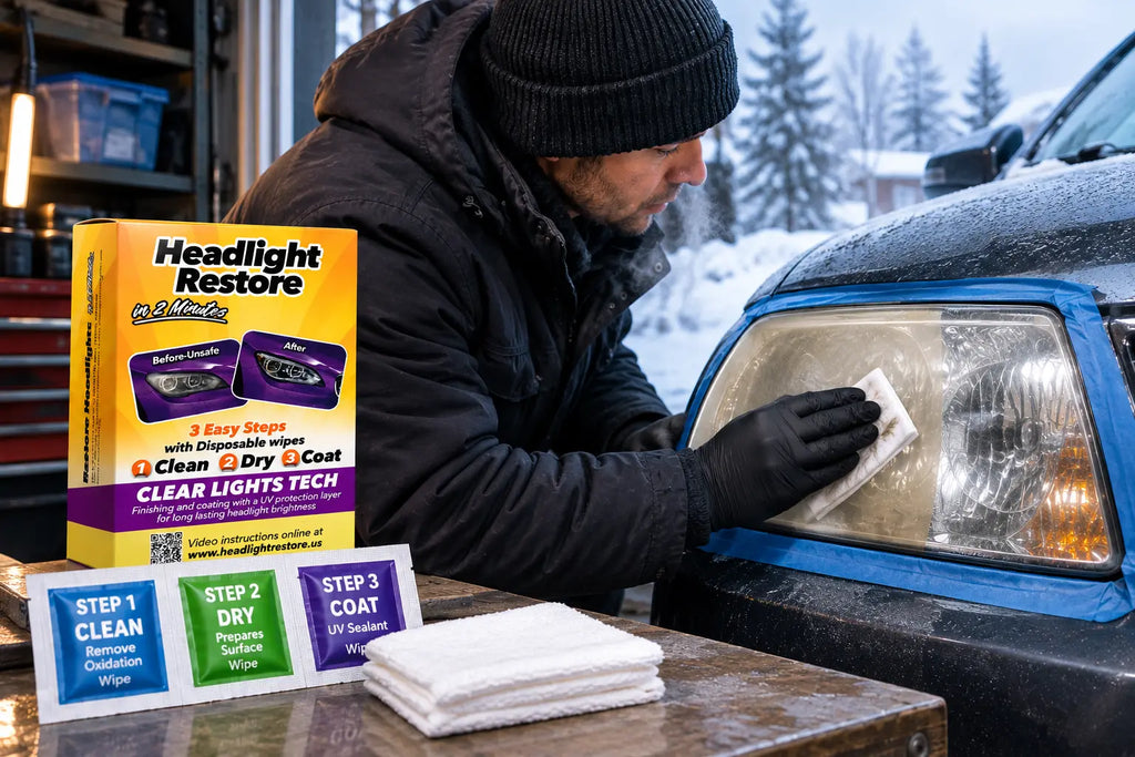 Headlight restoration in cold weather conditions