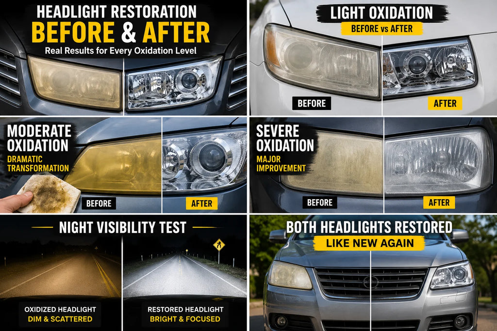 Car Headlight Restoration Before and After: Real Photos at Every Oxidation Level