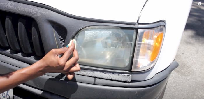 clean glass headlight with restoration kit